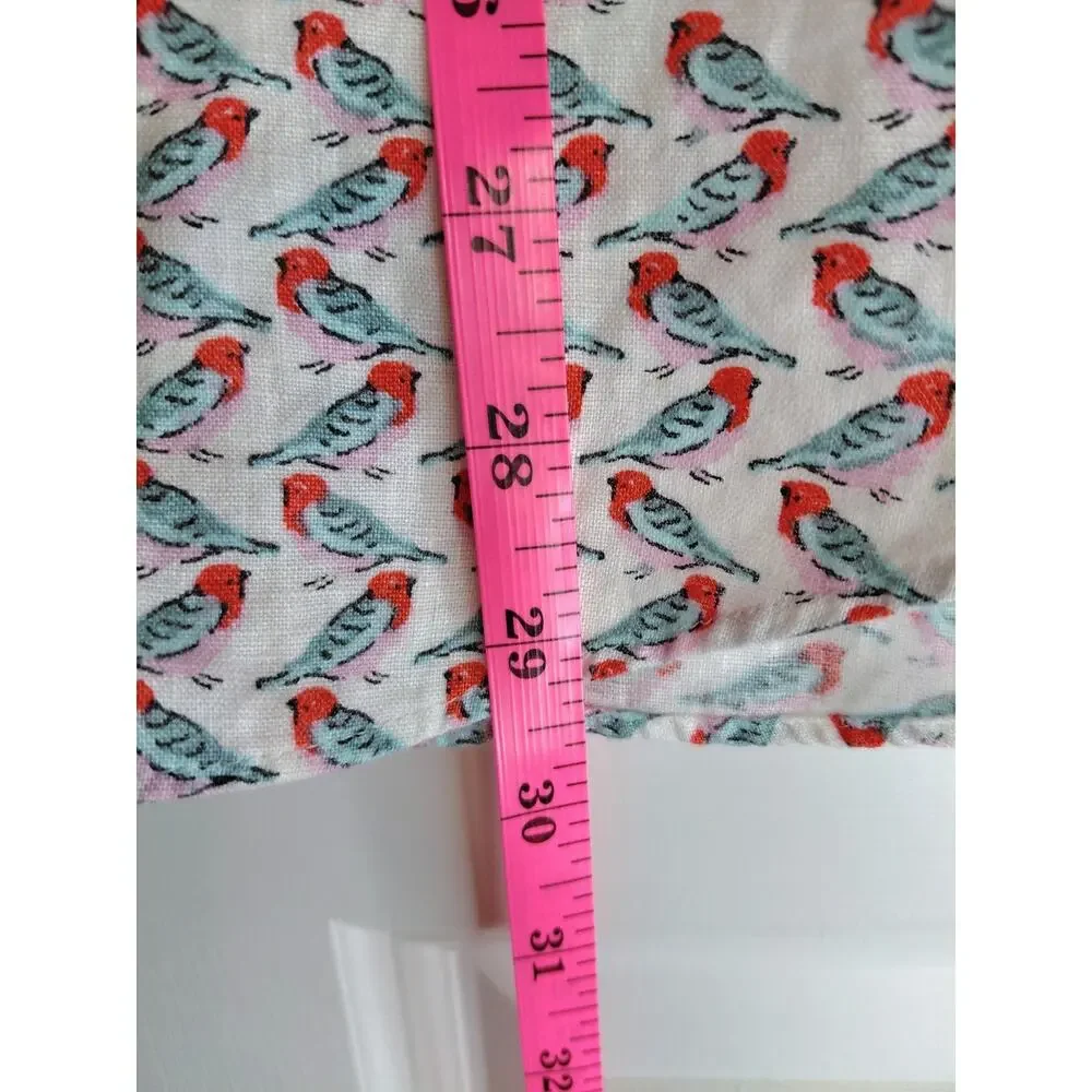 J.Crew Mens 100% Linen Bird Print Shirt Slim Fit Large Short Sleeve Coastal